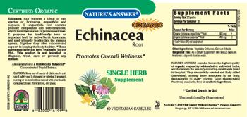 Nature's Answer Echinacea Root - single herb supplement