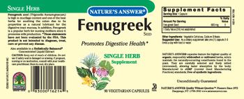 Nature's Answer Fenugreek Seed - single herb supplement