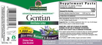 Nature's Answer Gentian 1,000 mg - herbal supplement