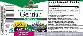 Nature's Answer Gentian 1,000 mg - herbal supplement