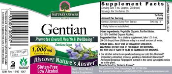 Nature's Answer Gentian - herbal supplement