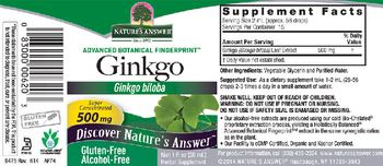 Nature's Answer Ginkgo 500 mg Alcohol-Free - herbal supplement