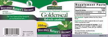 Nature's Answer Goldenseal 550 mg - supplement