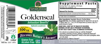 Nature's Answer Goldenseal Alcohol-Free - herbal supplement