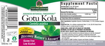 Nature's Answer Gotu Kola 2000 mg - herbal supplement