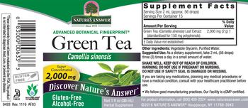 Nature's Answer Green Tea 2,000 mg Alcohol-Free - herbal supplement
