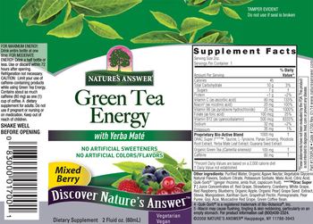 Nature's Answer Green Tea Energy Mixed Berry - supplement