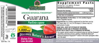 Nature's Answer Guarana 1,000 mg - herbal supplement