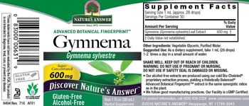 Nature's Answer Gymnema 600 mg - herbal supplement