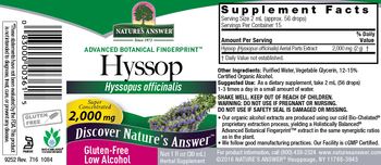 Nature's Answer Hyssop 2,000 mg - herbal supplement