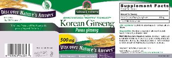 Nature's Answer Korean Ginseng 500 mg - supplement