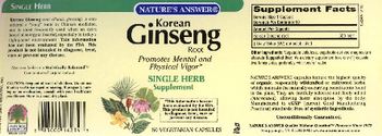 Nature's Answer Korean Ginseng Root - single herb supplement