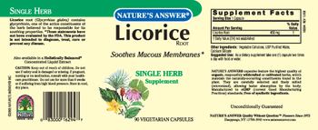 Nature's Answer Licorice Root - single herb supplement