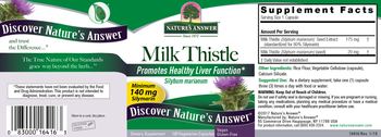 Nature's Answer Milk Thistle - standardized herbal supplement
