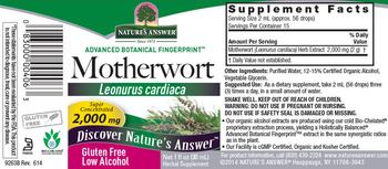 Nature's Answer Motherwort 2,000 mg - herbal supplement