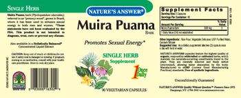 Nature's Answer Muira Puama Bark - single herb supplement