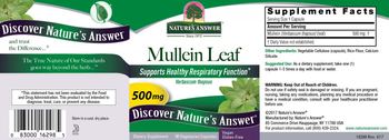 Nature's Answer Mullein Leaf 500 mg - supplement