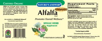 Nature's Answer Organic Alfalfa Leaf - single herb supplement