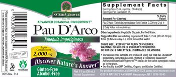 Nature's Answer Pau d'Arco 2,000 mg Alcohol-Free - herbal supplement