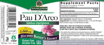 Nature's Answer Pau d'Arco 2,000 mg Alcohol-Free - herbal supplement