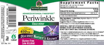 Nature's Answer Periwinkle 650 mg - herbal supplement