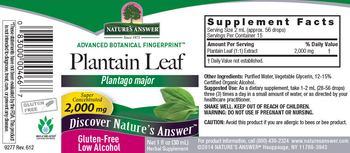 Nature's Answer Plantain Leaf 2,000 mg - herbal supplement