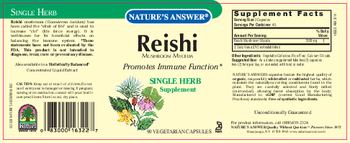 Nature's Answer Reishi Mushroom Mycelia - single herb supplement