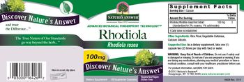 Nature's Answer Rhodiola 100 mg - supplement