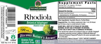 Nature's Answer Rhodiola 100 mg Alcohol-Free - herbal supplement