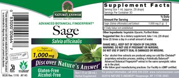 Nature's Answer Sage 1,000 mg Alcohol-Free - herbal supplement