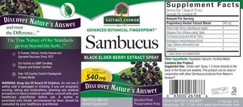 Nature's Answer Sambucus Black Elder Berry Extract Spray - herbal supplement