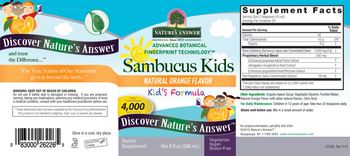 Nature's Answer Sambucus Kids 4,000 mg Natural Orange Flavor - herbal supplement