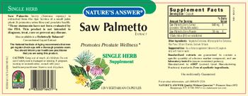 Nature's Answer Saw Palmetto Extract - single herb supplement