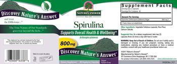 Nature's Answer Spirulina 800 mg - supplement