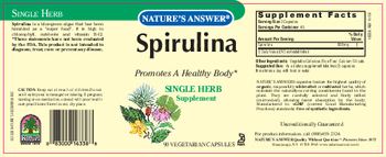 Nature's Answer Spirulina - single herb supplement