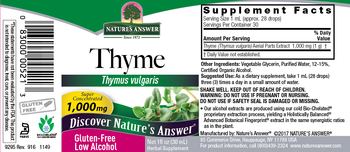 Nature's Answer Thyme 1,000 mg - herbal supplement