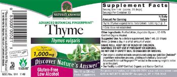 Nature's Answer Thyme - herbal supplement