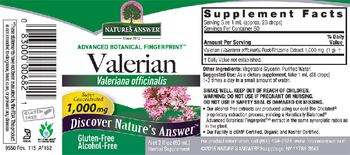 Nature's Answer Valerian 1,000 mg - herbal supplement