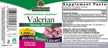 Nature's Answer Valerian 1,000 mg - herbal supplement