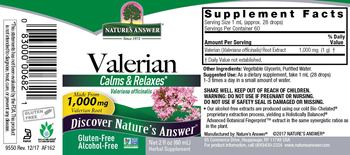 Nature's Answer Valerian 1,000 mg Alcohol-Free - herbal supplement