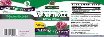 Nature's Answer Valerian Root 500 mg - supplement