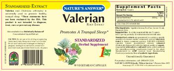 Nature's Answer Valerian Root Extract - standardized herbal supplement