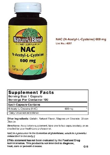Nature's Blend NAC (N-Acetyl-L-Cysteine 600 mg - supplement