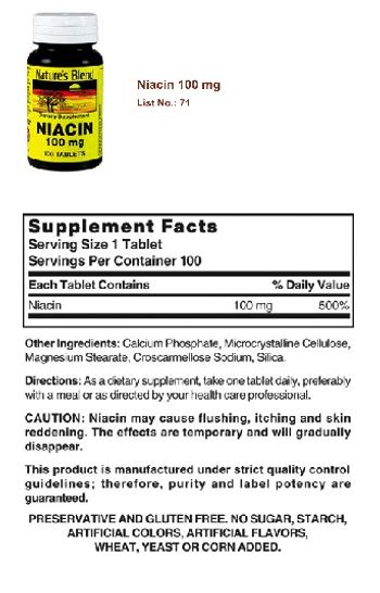 Nature's Blend Niacin 100 mg - supplement