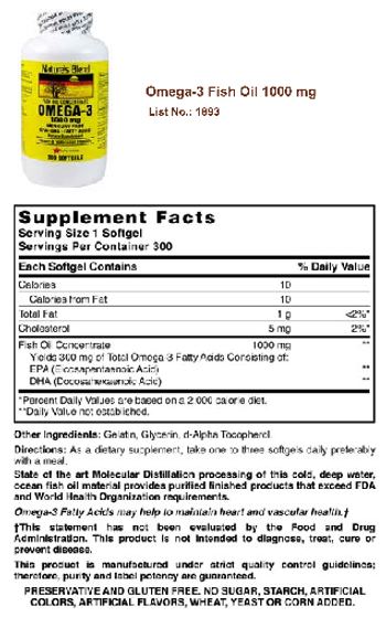 Nature's Blend Omega-3 Fish Oil 1000 mg - supplement