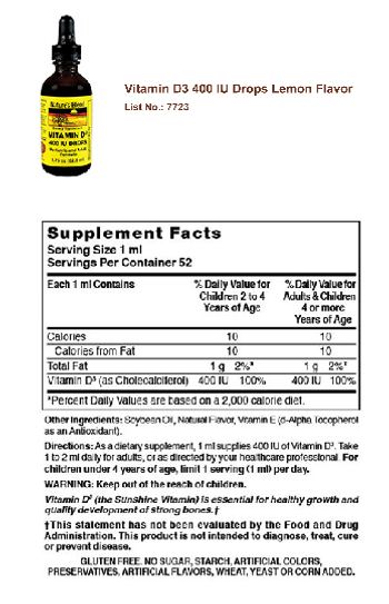 Nature's Blend Vitamin D3 400 IU Drops Lemon Flavor - supplement