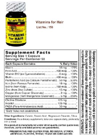 Nature's Blend Vitamins For Hair - supplement