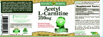 Nature's Bounty Acetyl L-Carnitine 250 mg - amino acid supplement
