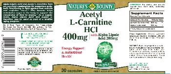 Nature's Bounty Acetyl L-Carnitine HCl 400 mg With Alpha Lipoic Acid 200 mg - amino acid supplement