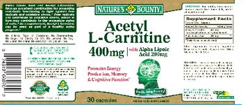 Nature's Bounty Acetyl L-Carnitine HCl 400 mg With Alpha Lipoic Acid 200 mg - amino acid supplement
